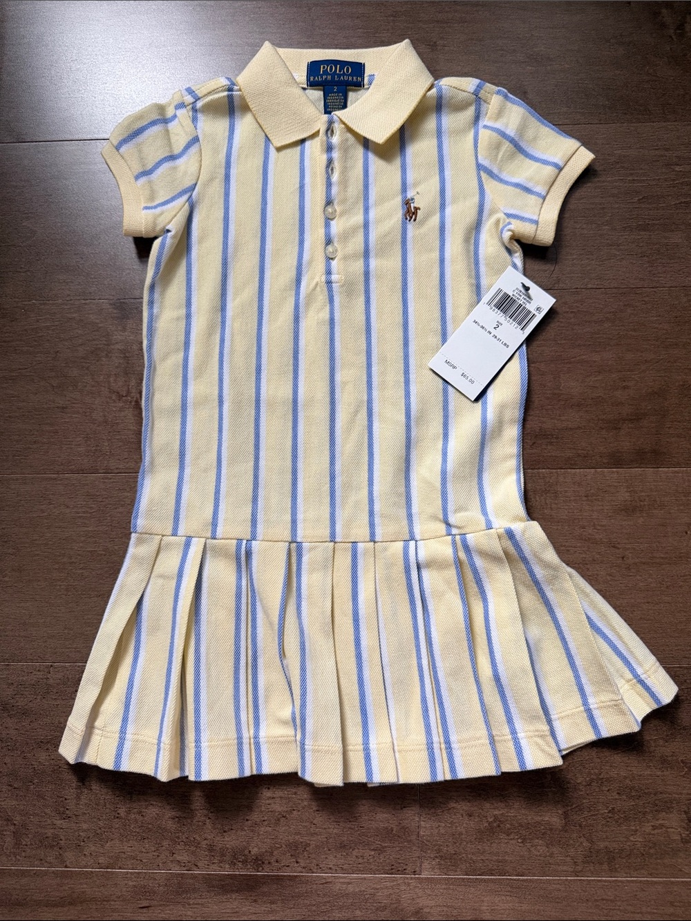 NWT Polo by Ralph Lauren Yellow & Blue Striped Girls Polo Dress